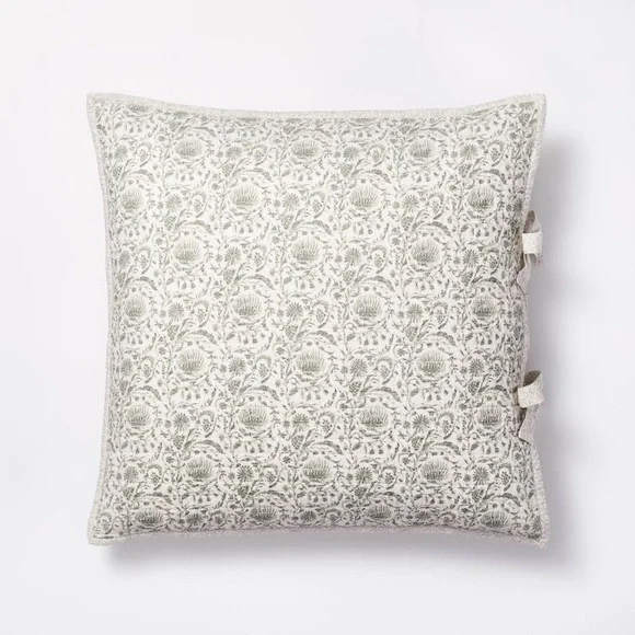 Euro Lofty Cotton Slub Woodblock Print Floral Quilt Sham Threshold Studio McGee