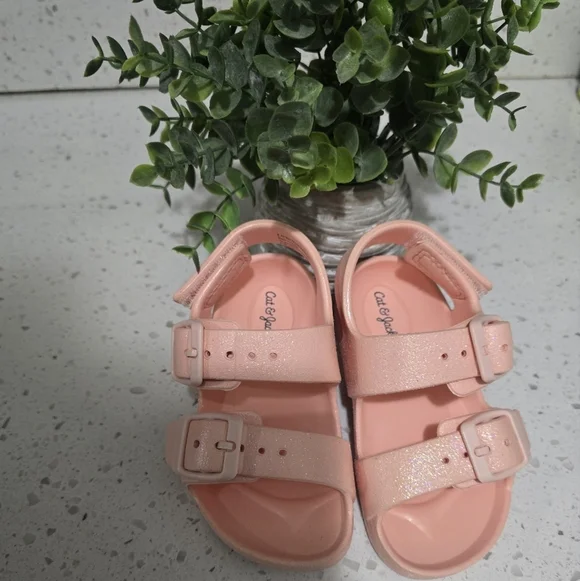 Cat & Jack Peach Glitter Kids Sandals