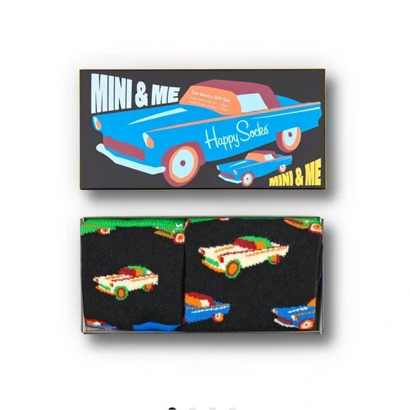 Happy Socks Mini & Me Father And Son Car crew Socks Gift Box