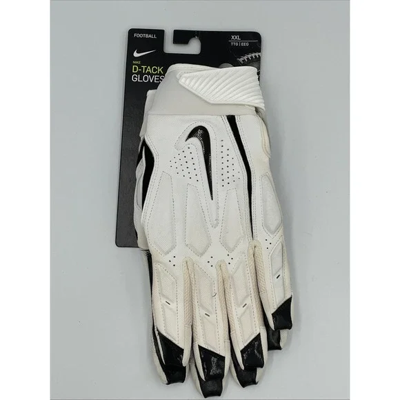 Nike D-Tack Lineman 6.0 Football Gloves Men Leather Palm Pad White/Black 2XL NEW