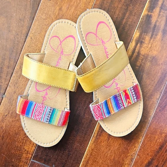 Aztec Tribal Woven Slides Sandals sz‎ 4