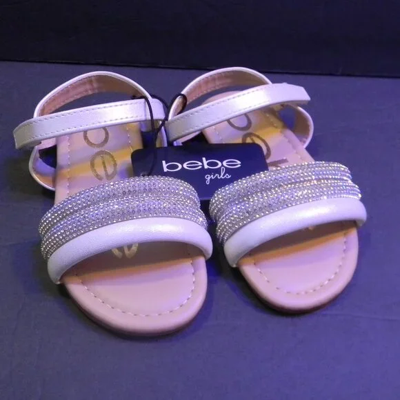 Bebe girls White Little Girls Sandals Adjustable Straps NWT