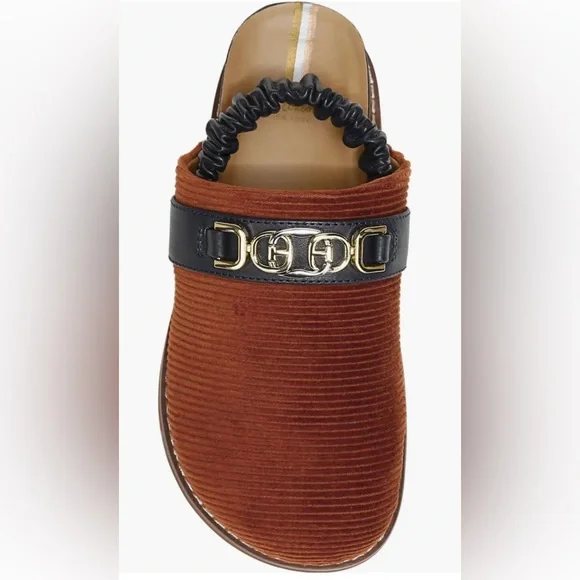 SAM EDELMAN KID’S JUNEY CLOG GIRLS SLIP-ON LOAFERS GOLD ACCENT BROWN COLOR  2 M