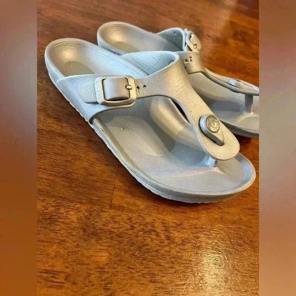 Silver Birkenstock Sandals. Size 32/1