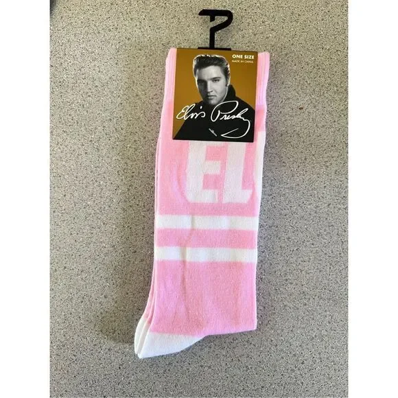 Official elvis Presley pink striped star crew socks US 7-12 unisex men’s women’s