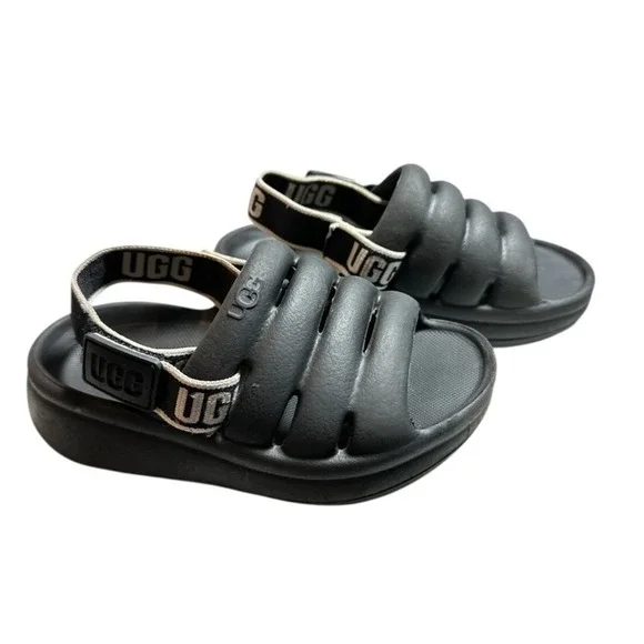 UGG Sport Yeah Slide Slingback Sandals Black White Toddler Child Sz EU 18 / US 3
