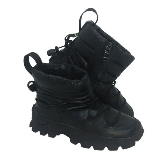 Dream Pairs Girls Pre-owned Puffy Black Winter Zip Up Boots - sz. 2