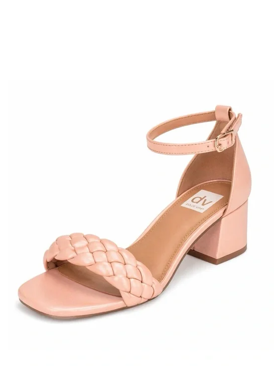 Dolce Vita Women's Pink Metallic Braided Block Heel Sandals
