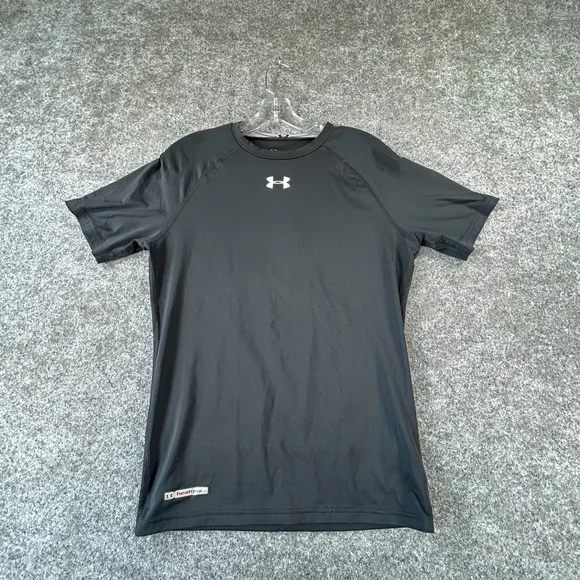 Under Armour HeatGear T-Shirt Mens L Black Compression Raglan Comfort Stretch