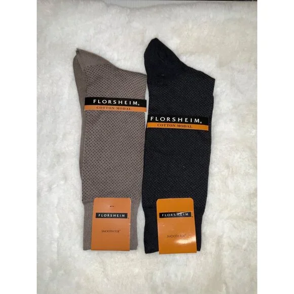Florsheim Cotton Modal Men's 2 pr. Brown/Black  Dress Socks shoe size 6-12