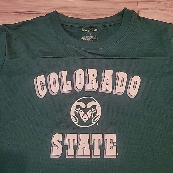 Colorado State‎ Rams Youth Short Sleeve T Shirt YL Green Cotton  Boxer Craft