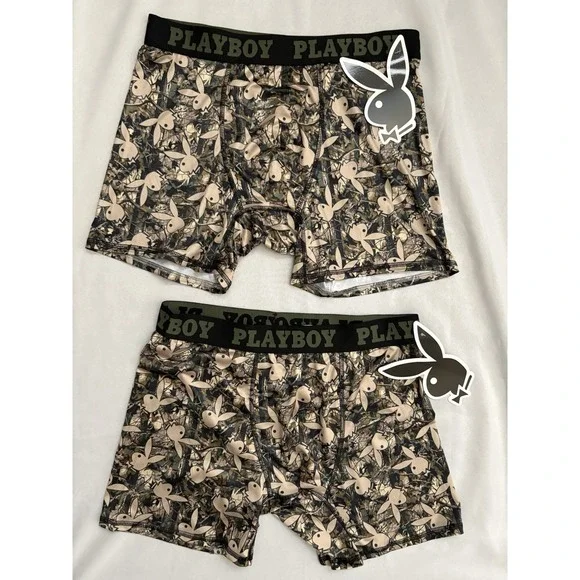 NEW PLAYBOY Boxers Playboy Boxer Briefs Mens Size Medium Multicolor 2 Pair Boxer