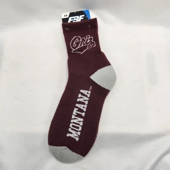 Montana Grizzlies Griz‎ Men's Sz Large 10-13 Socks MSU
