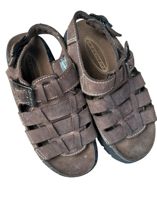 Kids' Brown Suede Fisherman Sandals‎ Vintage Y2K Skechers Unisex