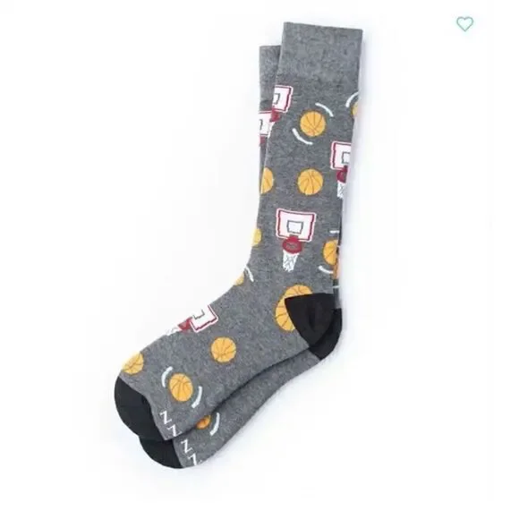 Men's Basketball Novelty Socks Nothing but Net Sports Swish Game On Gray Graphic