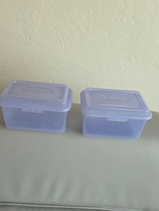 2 Purple Tinted See Thru Plastic Sterilite Storage Containers Like New