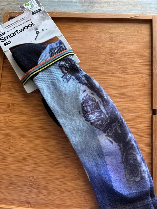 Smartwool Unisex Over Calf  Socks - Blue Gradient Bear Pattern