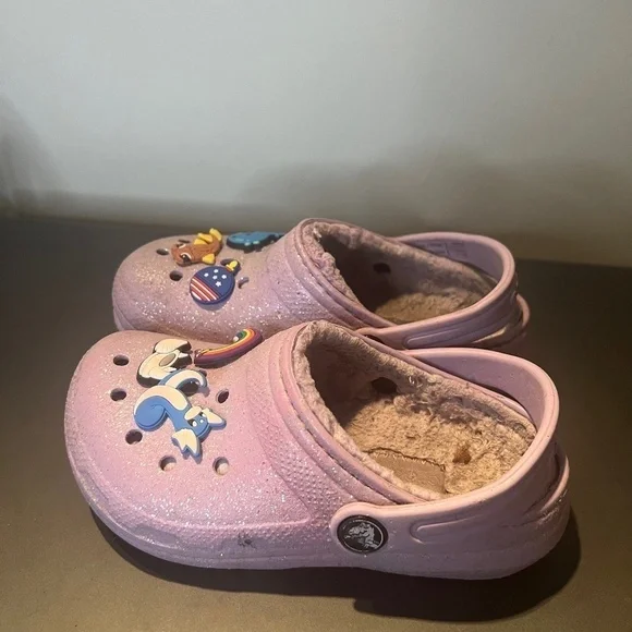 Crocs glitter faux fur toddler size 11