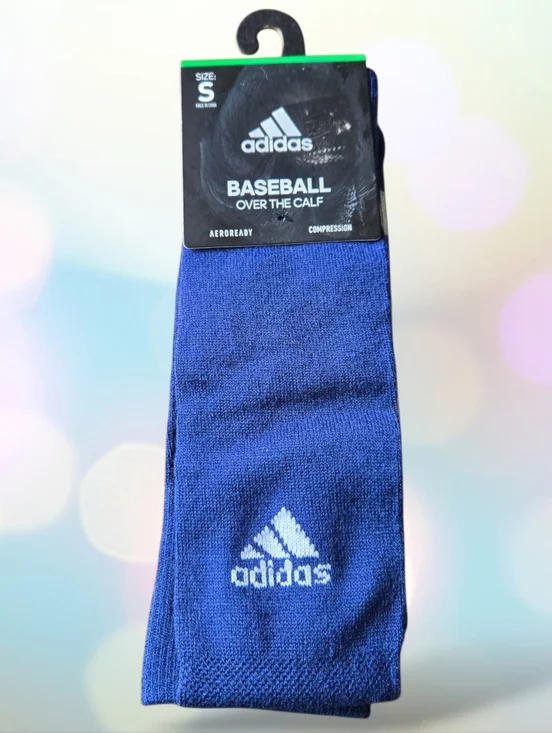 New Mens ADIDAS Blue Team Baseball Over The Calf  Compression Socks Size S