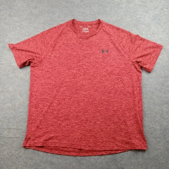 Under Armour Tech Tee Shirt Mens‎ Large Red Heather Loose Fit Athletic Training