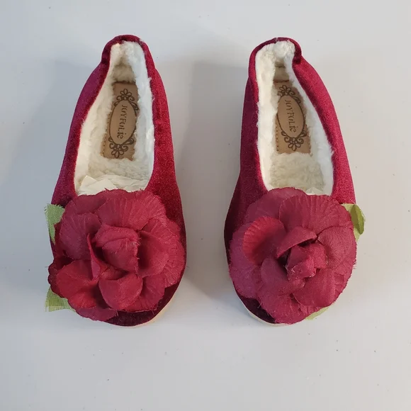 Joyfolie Mia Joy Girls Slippers Size 9 Velvet Velour Red