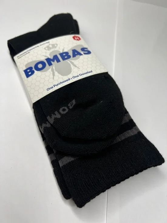 Bombas Sz M Unisex Black Calf Crew Socks New with Tags