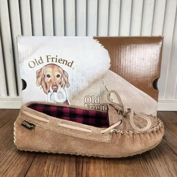 Old Friend Buckeye Chestnut Moccasin Slippers Child Size 13 Brown Fleece Lined