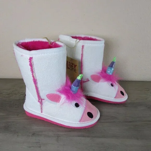 Lazy One Toddler XS (6-7) Girl's Toasty Toes Slipper Unicorn Boot Slippers Shoe