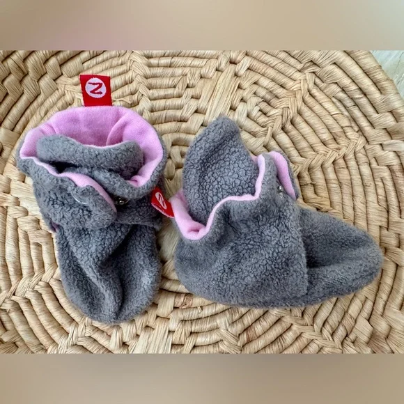 Zutano Baby 6 Months Grey Cozy Fleece Booties