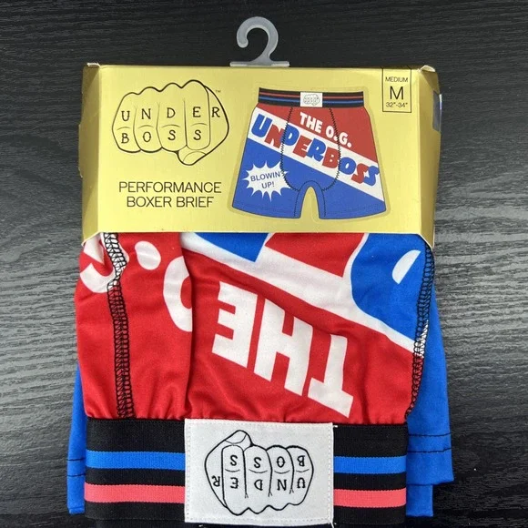 Under Boss Blown Up‎ Gum Performance Boxer Brief Mens Size Medium Blue Red White