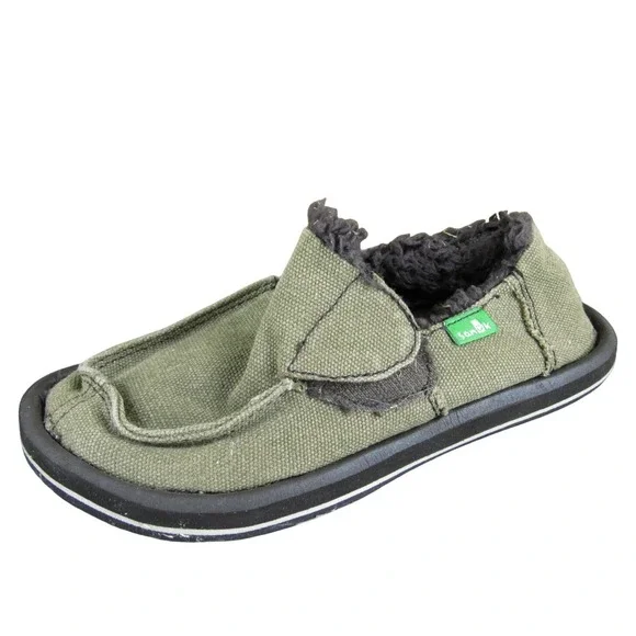 Sanuk Boys Slip-On  Sz T 10 Medium‎ Brown Fabric Slip On