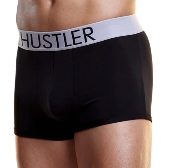 Hustler Lingerie Logo Cotton Spandex Black Trunks