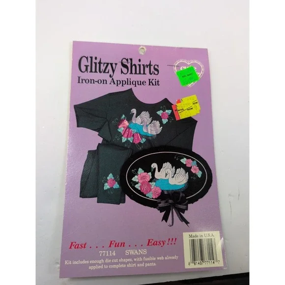 Vintage Glitzy‎ Shirts Iron-On Kit #77114 Swans New