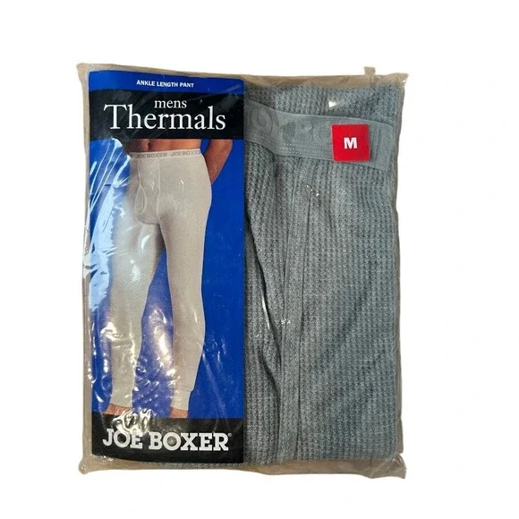 Joe‎ Boxer Mens Thermal Pants Waffle Knit Long Johns Gray Ankle Length Medium