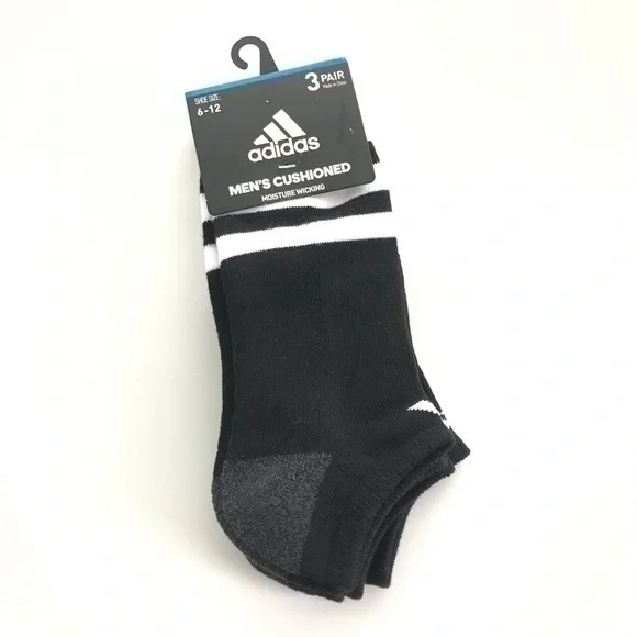 Adidas men’s no show cushioned socks 3 pair size 6-12