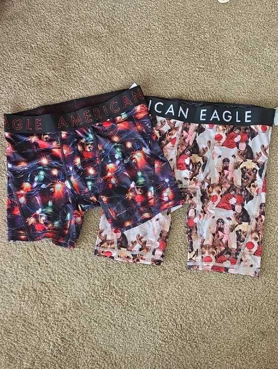 American Eagle Mens Boxer Briefs Small Festive Christmas