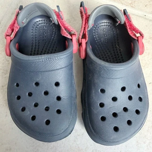 Crocs Classic All Terrain Clogs Navy Blue Pink Adjustable‎ Strap Mens 7 Womens 9
