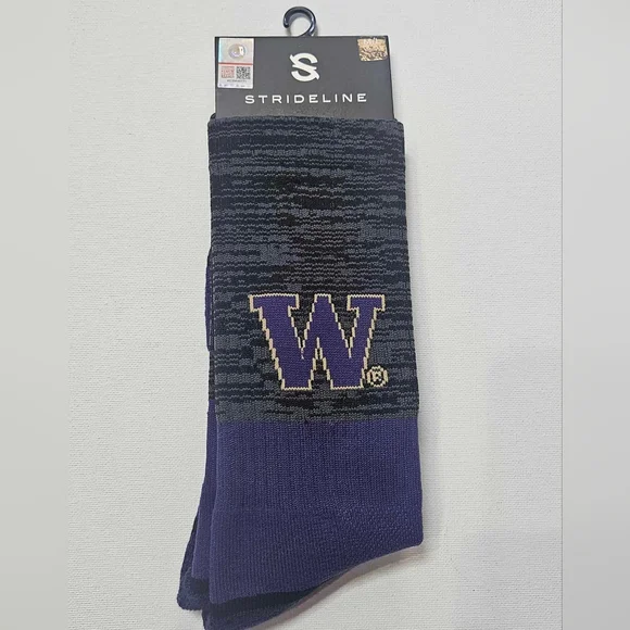 Washington Huskies Mens Socks Crew Black Purple Full Knit NCAA Fan Sport‎