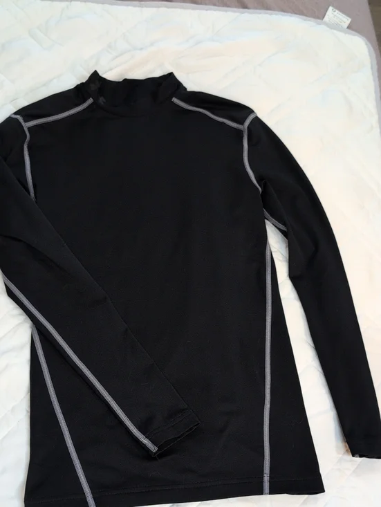 Under Armour Black Compression Shirt with Gray Contrast Stitching