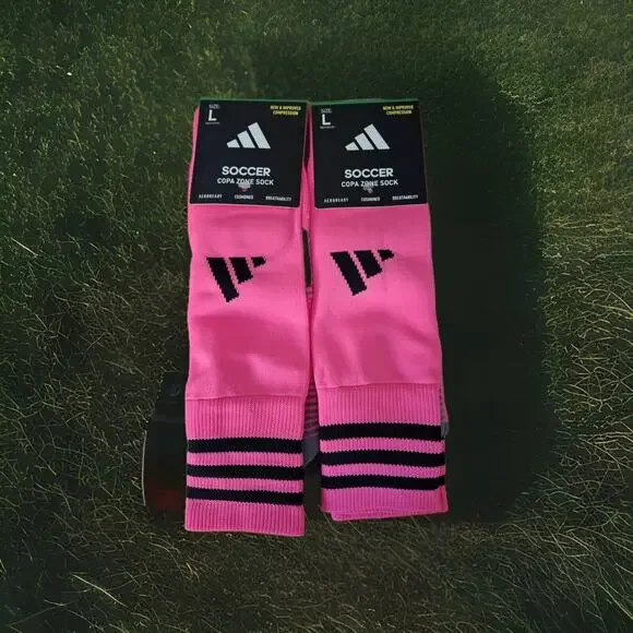 Adidas Copa Zone Pink Soccer Football LRG 2 Pack Over The Calf Socks