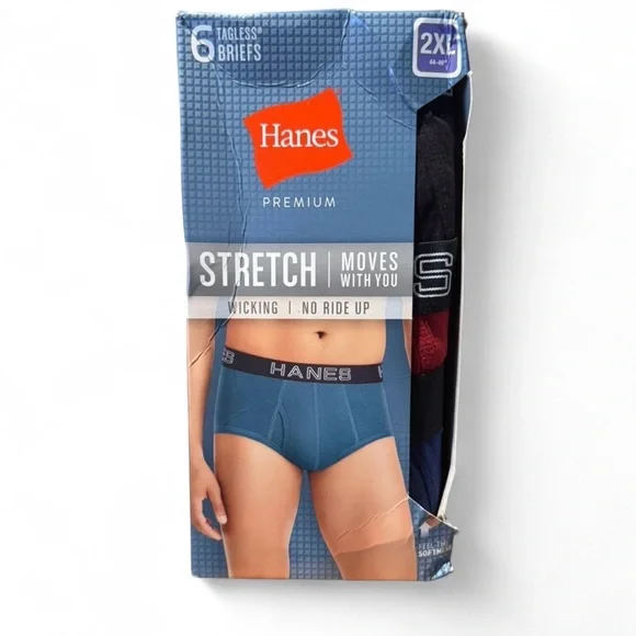 Hanes Premium Stretch Tagless Briefs - Blue, Red, Black
