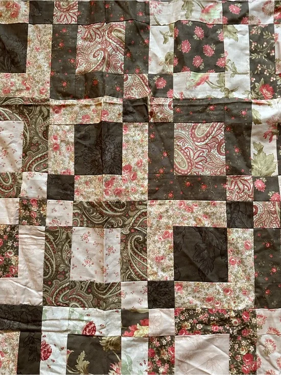 Paisley Floral Patchwork Quilt Topper Feminine Boho Cottagecore Grannycore