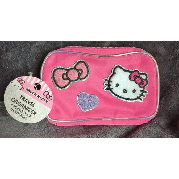 Hello Kitty Travel organizer bag Case makeup‎ toiletries NWT pink hearts 9 in