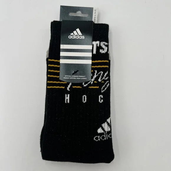 Adidas Pittsburgh‎ Penguins NHL Mens Crew Socks Black Gold Size L 9-11