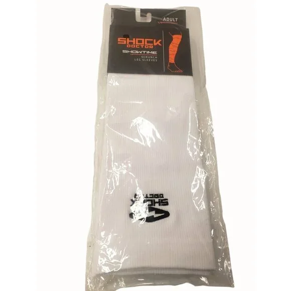 Shock Doctor Showtime Scrunch Leg Sleeves Adult White OSFM Compression NEW Pair