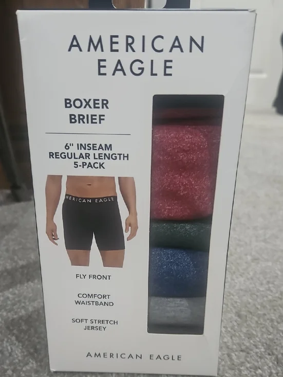 American Eagle Outfitters 5-Pack Boxer Briefs - Red, Green, Blue, Gray, Black