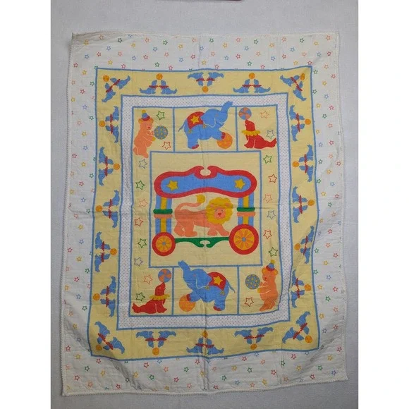Baby Crib Quilted Blanket Circus Theme Quilt