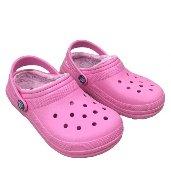 Crocs Kids Classic Lined Clog in Pink Size: C 12 (Kids)