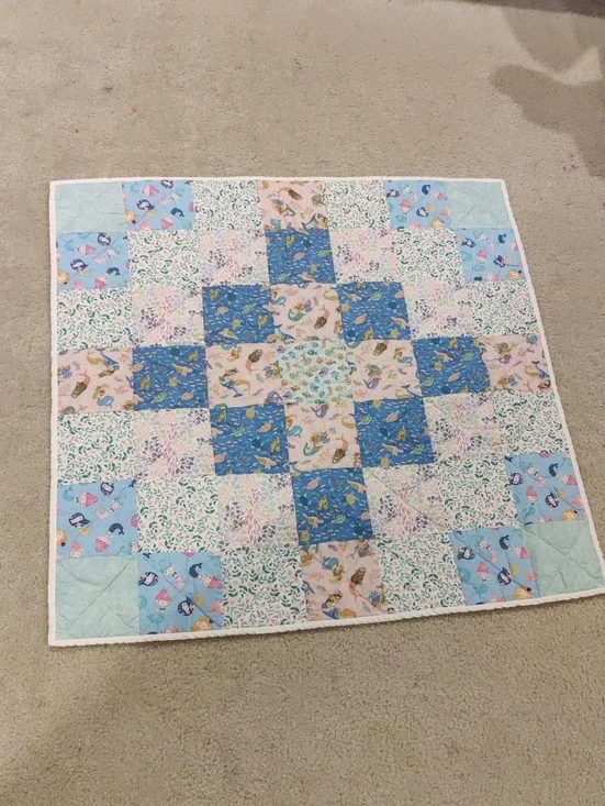 Handmade Patchwork Baby Girl's Quilt Square Y2K Cottagecore Retro Inspired Core