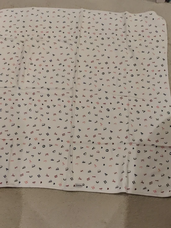 Bebe au Lait Soft Baby Blanket Navy & Coral Letters/Hearts Print Cottage Country